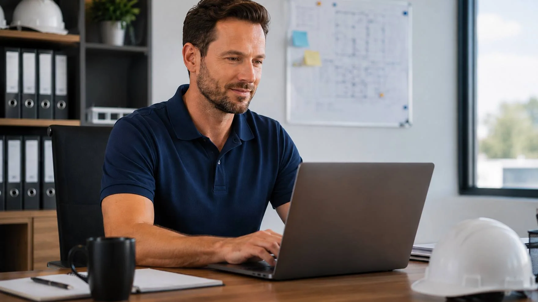 A manager reviewing workforce data on a laptop